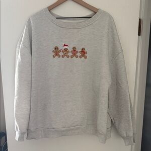 SHEIN Light Gray Gingerbread Crew Neck Sweater